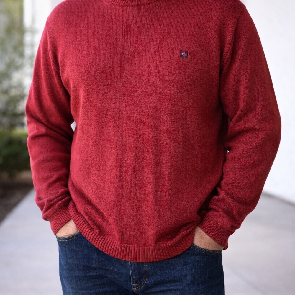 CHAPS Ralph Lauren Red Sweater Men's XXL Hand Framed Crewneck 100% Cotton